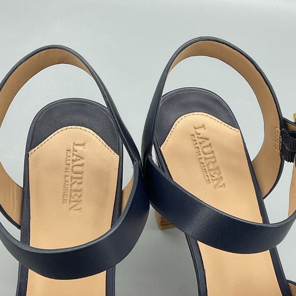 NEW Lauren Ralph Lauren Women’s Soffia Nappa Leather Sandals Navy Size 9.5B - Picture 6 of 10